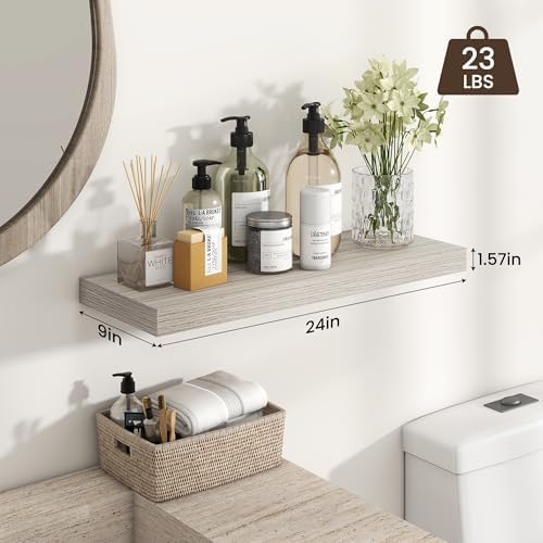 Heimlove Floating Shelves 23.6" W x 9.3" D Grey Set of 2 - Image 3