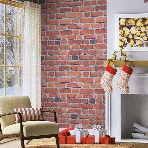 Abyssaly Red Brick Wrapping Paper Contact Paper Peel and Stick Wallpaper - Image 6
