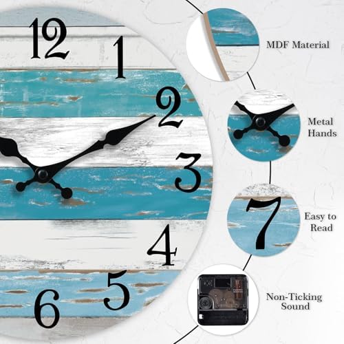 KECYET 14 Inch Wall Clock Battery Operated Silent Non Ticking Beach - Image 5