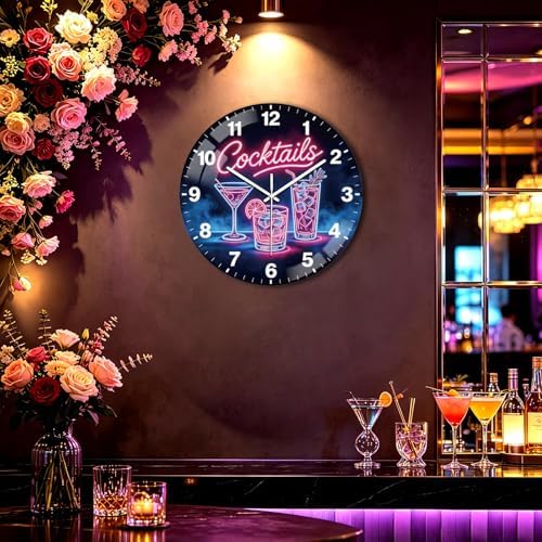 peacoblue Neon Cocktail Wall Clocks Battery Operated - Image 5