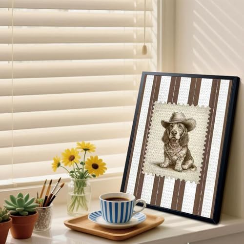 Vintage Cowboy Dog Wall Art, Western Basset Hound Canvas Print, Farm Rustic - Image 4