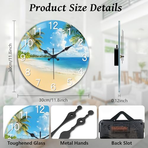 peacoblue Ocean Wall Clocks Battery Operated - Image 2