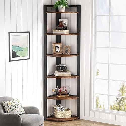 Tribesigns 6 Tier Corner Shelf, 70.9 Inch Tall Corner Bookshelf Small Bookcase by Tribesigns