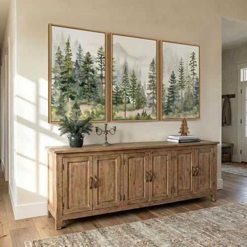 Large Framed Green Forest Landscape Wall Art - Image 2