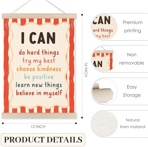 Koesus Inspirational Classroom Checkered Striped Wall Art Poster Hanger Frame - Image 6