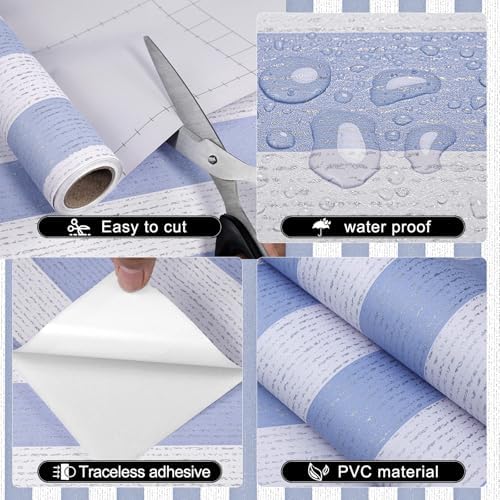 Blue Stripe Peel and Stick Wallpaper 15.7" x 118" - Image 2