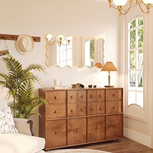 Kelly Miller 24x48 Gold Scalloped Mirror, Wavy Edge Decorative Wall Mirror - Image 3