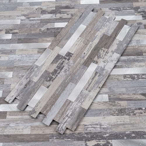 StyloVue 2 Sheets Peel and Stick Backsplash, Distressed Wood - Image 3