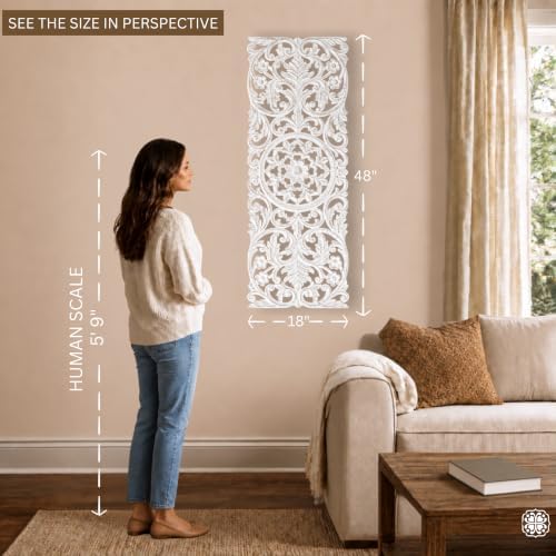 JFY Designs Lisle Hand Carved Wood Medallion Wall Panels Bedroom Décor - Image 4