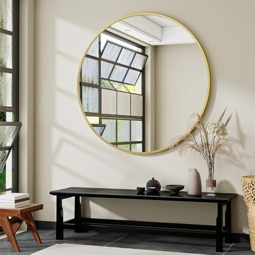 VooBang Large Gold Round Bathroom Mirror 48" by VooBang