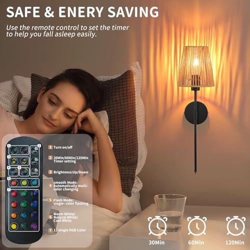 Battery Operated Wall Sconces Set of two, 15 Colors and Dimmable, Cordless - Image 6