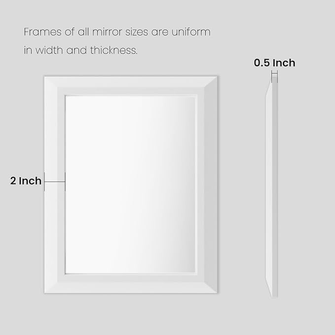 Amorho Bathroom Mirror, 24 X32 Inch White Thick Metal Framed Wall Mirrors - Image 7