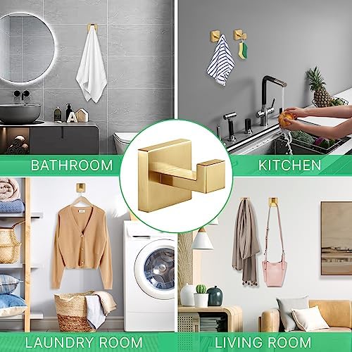 Heavy Duty Stainless Steel Towel Hooks, Wall Mounted Square Robe Hooks - Image 5