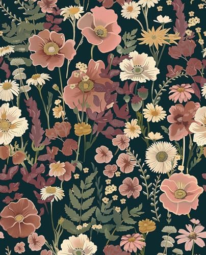 EchoSphere Floral Peel and Stick Wallpaper Boho Vintage Floral Wall Paper by EchoSphere
