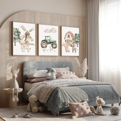 Nursery Farm Animal Wall Art Decor Baby Animal Canvas Prints Nursery Kids - Image 7