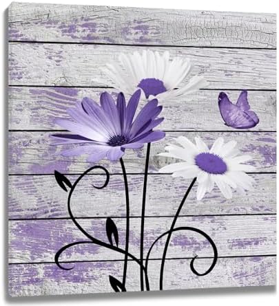 HVEST Farmhouse Purple Floral Wall Art by HVEST
