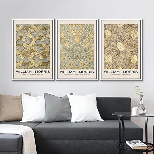 MUDECOR Framed Canvas Print Wall Art Set William Morris Floral Tapestry Pattern - Image 3
