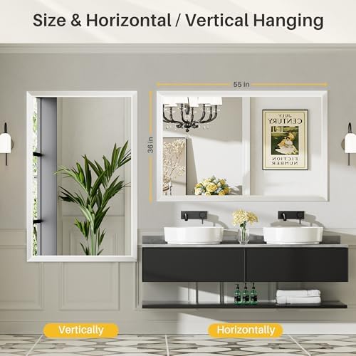 Briivue Bathroom Wall Mirror, 55x36 Inch - Image 5