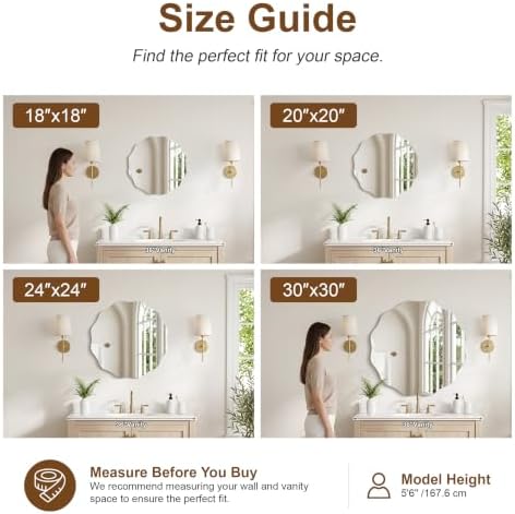 CILIBER Wavy Mirror for Wall, 3mm Tempered Glass Decorative Bathroom Vanity - Image 3