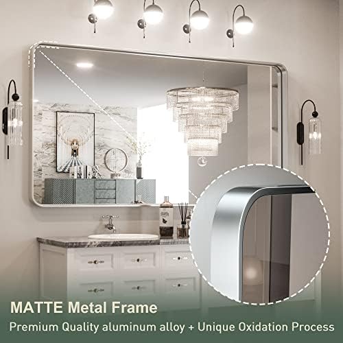 TokeShimi 60 x 36 Inch Brushed Silver Bathroom Mirror - Image 3