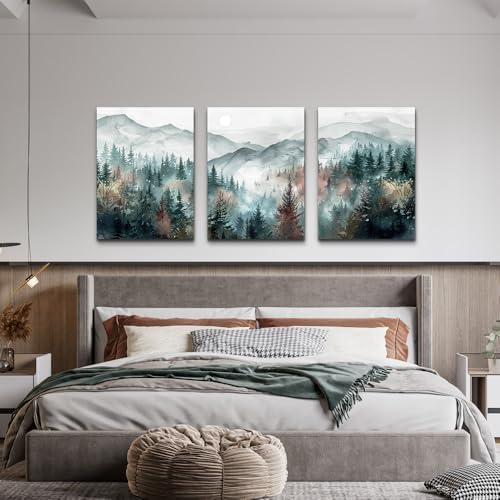 TTHYUEWS Wall Art For Living Room Farmhouse Decor For Bedroom Office Fog Forest - Image 5