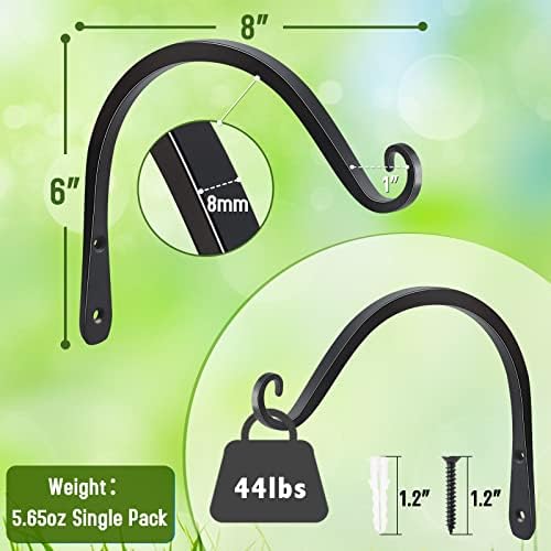FEED GARDEN Heavy Duty Plant Hangers Outdoor Indoor, 8 Inch 2 Pack Metal - Image 2