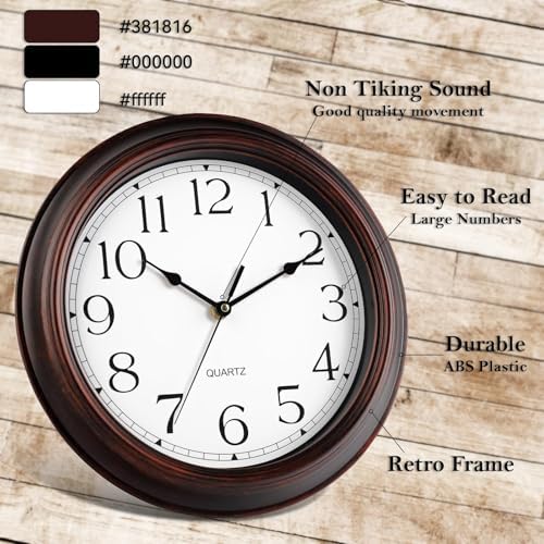 KECYET Wall Clock 10" Battery Operated Silent Vintage - Image 5