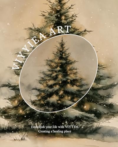VIYYIEA Gold Arched Framed Christmas Tree Wall Art, Cozy Winter Pine Prints - Image 7