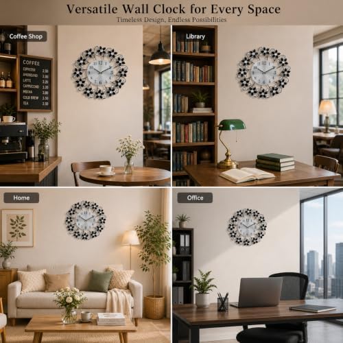 TeamSky 14.5" Metal Crystal Wall Clock, Silent Modern Decorative Clock - Image 4
