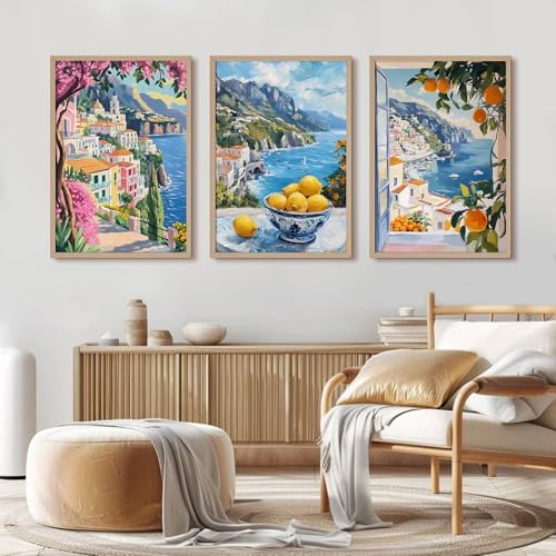 Pouydmi Italy Amalfi Coast Wall Art Posters Italian Travel City Canvas Wall - Image 4