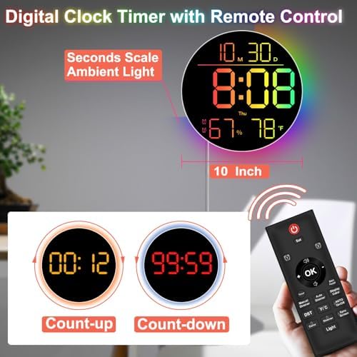 QINFIEY 10 Inch LED Wall Clock - Image 6