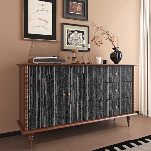 Livelynine Black Grasscloth Wallpaper Textured Peel and Stick Wallpaper Black - Image 4