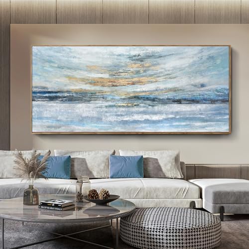 Nicetop Extra Large Framed Abstract Ocean Landscape Wall Art, Serene Sunset - Image 5