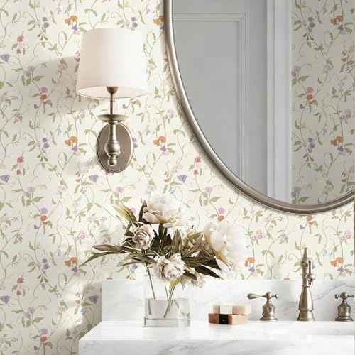 Vintage Wallpaper Peel and Stick Beige Floral Wallpaper Leaf Contact Paper - Image 6