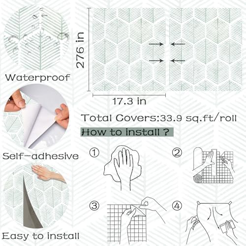OSECAGE Modern Peel and Stick Wallpaper Boho Contact Paper 17.3''×276'' - Image 3