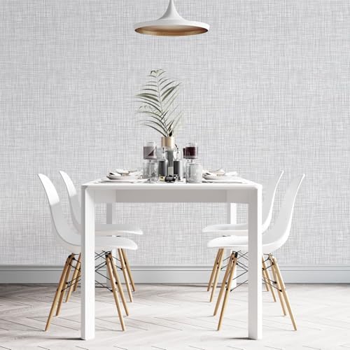 Grey Grasscloth Wallpaper A Set of 17.3"x 1181" Peel and Stick Wallpaper - Image 6