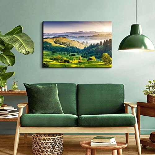 Sunrise Mountain Wall Art Misty Forest Landscape Canvas Picture Living Room - Image 2