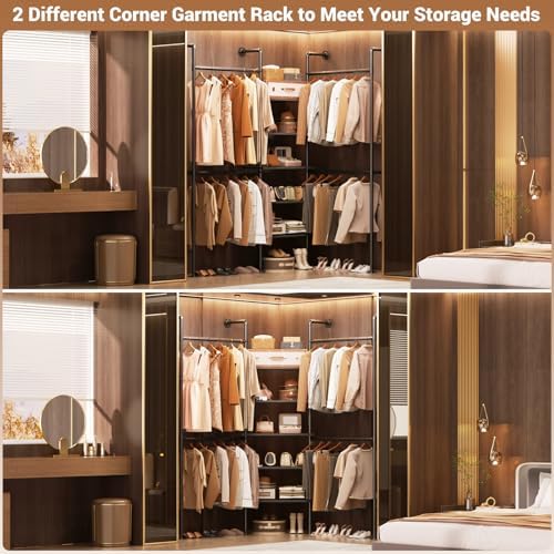 Aheaplus Industrial Pipe Clothing Rack, 6.42FT Closet Organizer System - Image 3