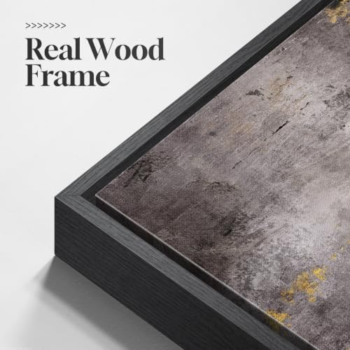 Large Framed Black Grey and Gold Abstract Wall Art - Image 5