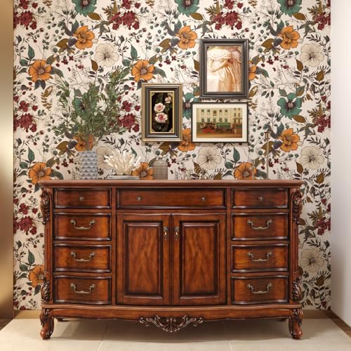 Danodoi Yellow Vintage Floral Peel and Stick Wallpaper 17.5" x 787" - Image 3