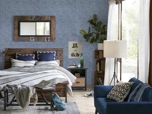 Denim Blue Grasscloth Peel and Stick Wallpaper 15.7inch x 590.6inch - Image 6