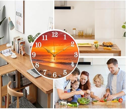 12 Inch Wooden Wall Clock, Silent Non-Ticking Battery Operated - Image 7