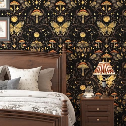 BOKEBEVE Vintage Butterfly Wallpaper Peel and Stick Black 17.5 x 393.5In - Image 3