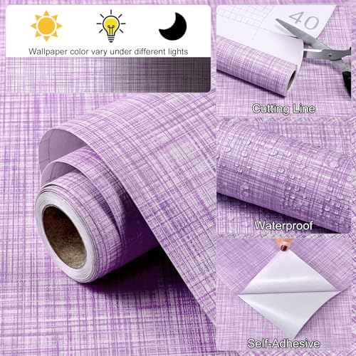 Purple Grasscloth Wallpaper A Set of 17.3"x 1181" Peel and Stick Wallpaper - Image 3