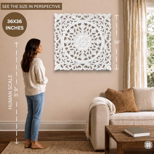 JFY Designs Kaska Hand Carved Wood Medallion Wall Panels Bedroom Décor - Image 4