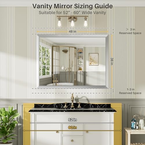 Briivue Bathroom Wall Mirror, 48x36 Inch - Image 2