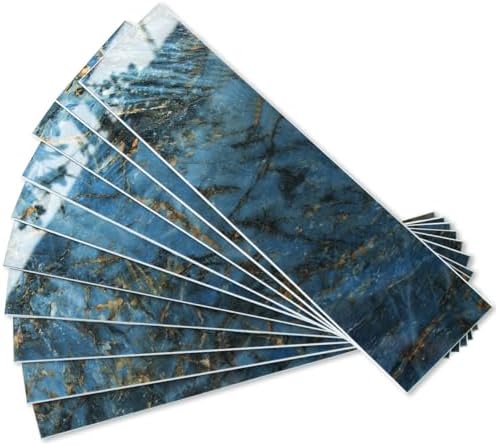 AULIGET 40-Piece Polished Blue Marble Peel and Stick Backsplash Wall Tiles by AULIGET