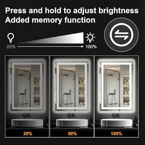 30x20 LED Bathroom Mirror with Lights, Lighted Vanity Mirror - Image 3