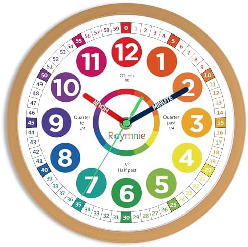 Roymnie Wall Clock for Kids Learning Battery Operated Teaching Silent 8" by Unknown