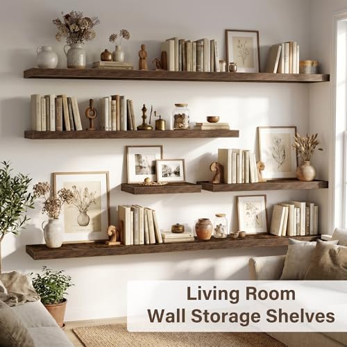 Acovy 40in Floating Shelves, 3D Textured Wood Grain, 1.5"x9.25" Extra Deep - Image 6